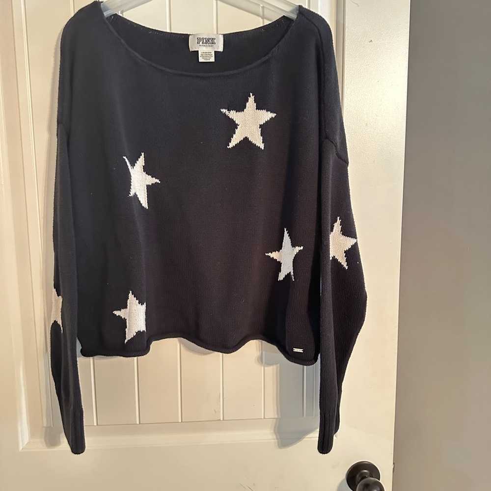 PINK Victoria's Secret Black and White Star Sweater